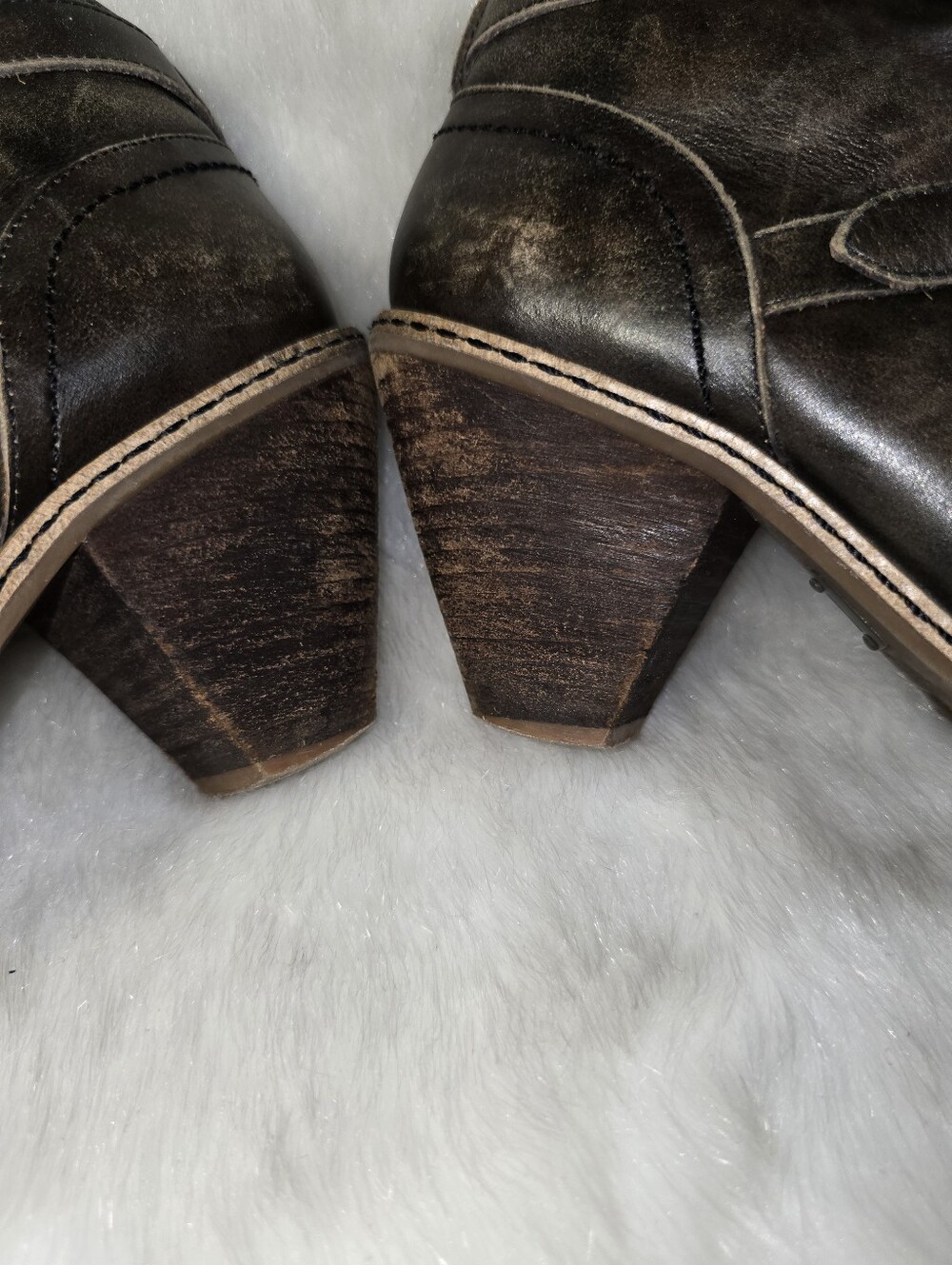 Schuler & Sons Side Zip Triple Buckle Heel Distressed Ankle Boot - Picture 12 of 16
